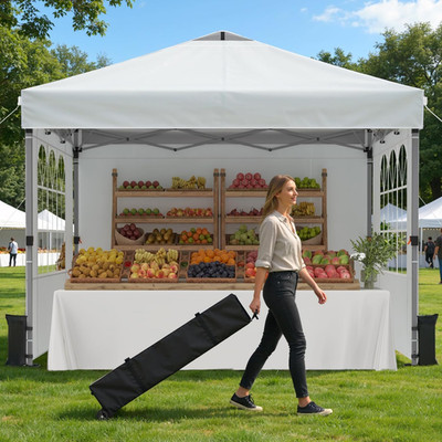 Pop up Canopy Tent with Sidewalls, 10X10Ft 10 Person Party Tent One Push Setup,
