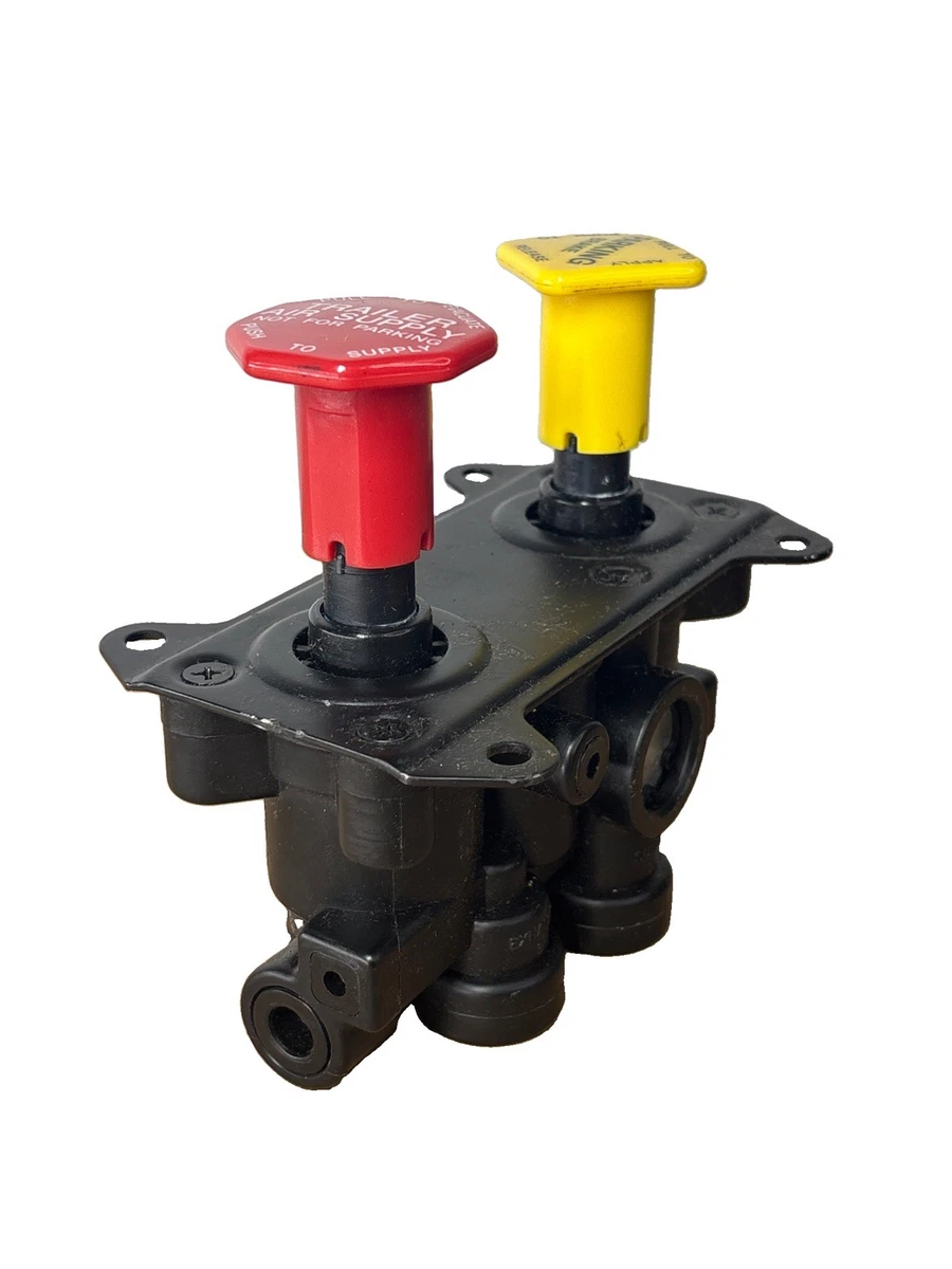 Dual Air Brake Dash Control Valve Red Yellow Parking Brake Trailer Supply Valve photo 3