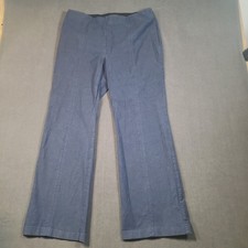 Talbots Portland Trouser Womens 14 Blue Denim Cotton Blend Side Zip Wide Leg