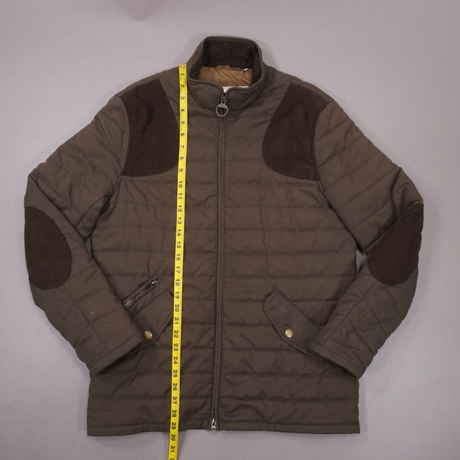 Barbour Quilted Shooting Jacket Full Zip Mens Medium Brown Pockets image 10