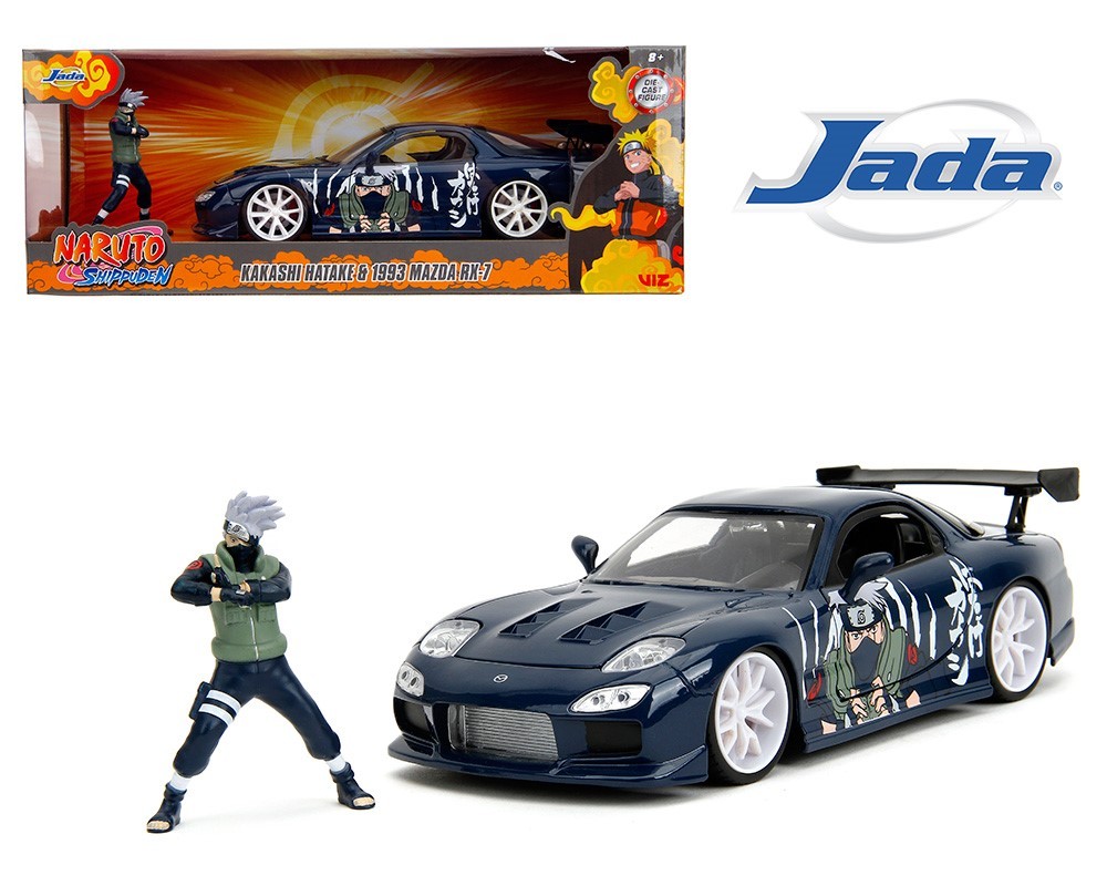 Jada 1:24 Naruto Kakashi Hatake Figure & 1993 Mazda RX7 Diecast