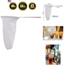 5.3 Large Reusable Thai Tea Filter Traditional Cloth Strainer with Metal H...