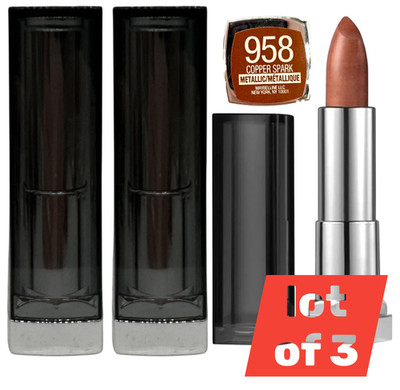 Maybelline Color Sensational Lipstick #958 Copper Spark 0.15 oz lot of 3