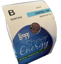 L'eggs Sheer Energy NIP Size B Suntan Medium Support Leg - Control Top - 65204