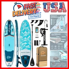 11' Inflatable Stand Up Paddle Boards with  Accessories, Wide Stable SUP Padd...