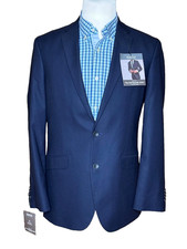 New 40L Kenneth Cole Reaction Blue Houndstooth 2 Button Sport Coat