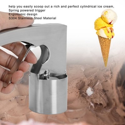 Cylinder Ice Cream Scoop S304 Stainless Steel Cylinder Ergonomic Design Adju SET