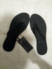 Womens Ladies Strappy Black Two Strap Summer Casual Flat Sandal Beach Shoes Open