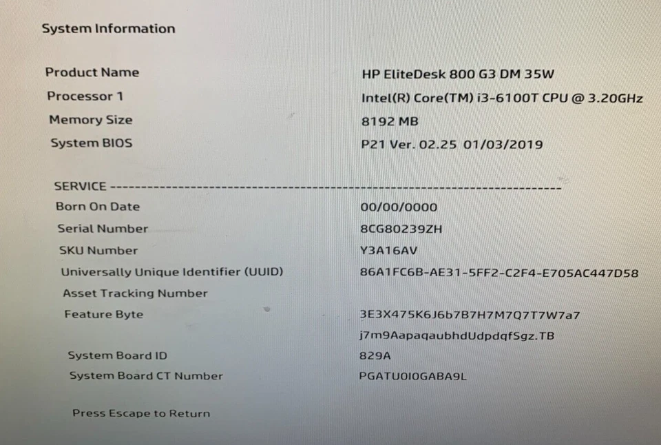 HP EliteDesk 800 G3 Desktop Mini - i3-6100T - 8GB RAM - 240GB SSD (OFFERS OK) - Image 4 of 4