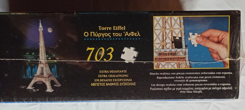 Hasbro - PUZZ3D - Puzzle 3D Torre Eiffel - Vintage 1995 - 703 Pezzi - cm 102 - Immagine 4 di 4