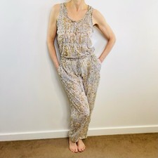 Hannah Art Wear Size S 8 10 Cream Floral Sleeveless Jumpsuit Aus Designer