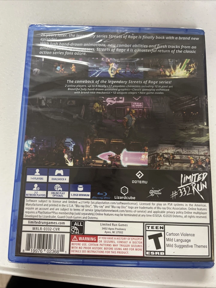 Bare Knuckle IV PlayStation 4 Limited Run Games #332 - Image 2 of 2
