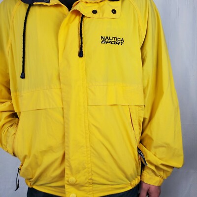 Vintage Nautica Sports N-625 Yellow Jacket Windbreaker w/ Hidden