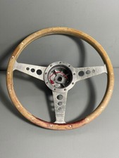 LECARRA Lederlenkrad 35,5cm Holz Alu Nieten mit Nabe Oldtimer, gebraucht
