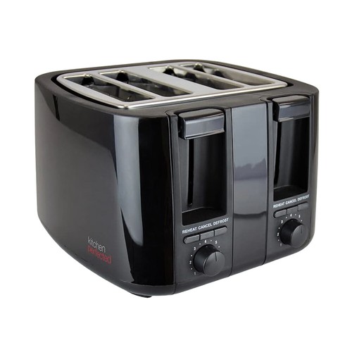 Black 4 Slice Toaster Variable Browning Defrost Reheat - Extra Wide Slot - Picture 2 of 12