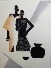 Pierre PINSARD (1906-1988) ORIGINAL WOODCUT BLACK TALES AFRICA ART DECO