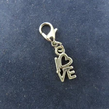 LOVE Charm Zipper Pull Keychain Add On Clip Dangle Heart Valentines Day Gift New