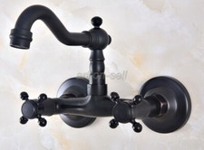 Black Oil Rubbed Brass Swivel Spout Bathroom Basin Sink Faucet Tap Wall Mounted