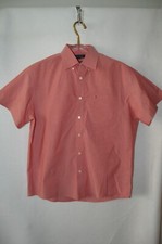 Tommy Hilfiger Classic Fit Button Down P Solid Red Shirt Mens Large Cotton