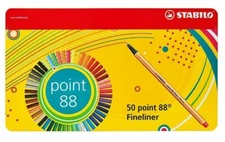 STABILO Point 88 Fineliner Pen - Assorted Colours 47(Pack of 50)
