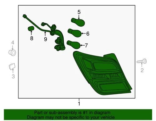 Conjunto de luz trasera lateral para pasajero Chevrolet Sonic GM 2017-2020 42652057 genuino Foto 2 de 2