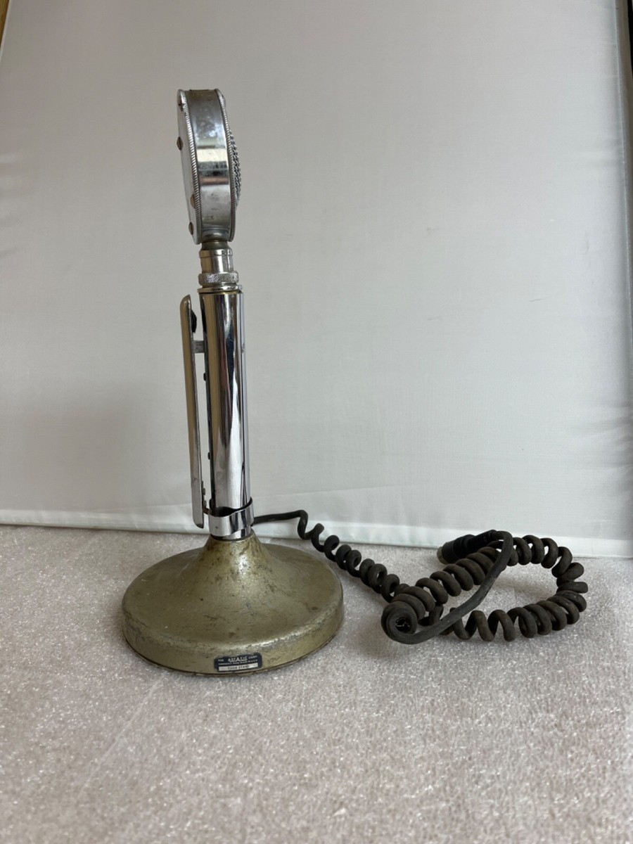 Vintage Astatic D-104 Silver Lollipop Microphone With T-UG8 Base