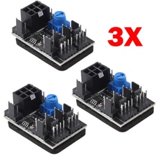 3pack 3-Pin 4-Pin Fan Adapter For PWM PC Case Cooling Fan Hub 8-Way Splitter 12V