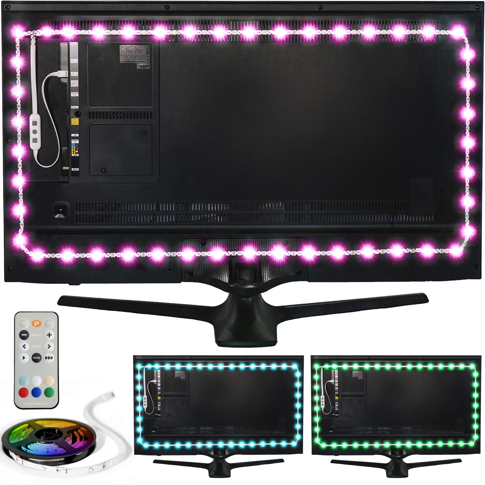 Power Practical LED Strip Lights Backlight, USB Light Strips w/Remote for 15 ...