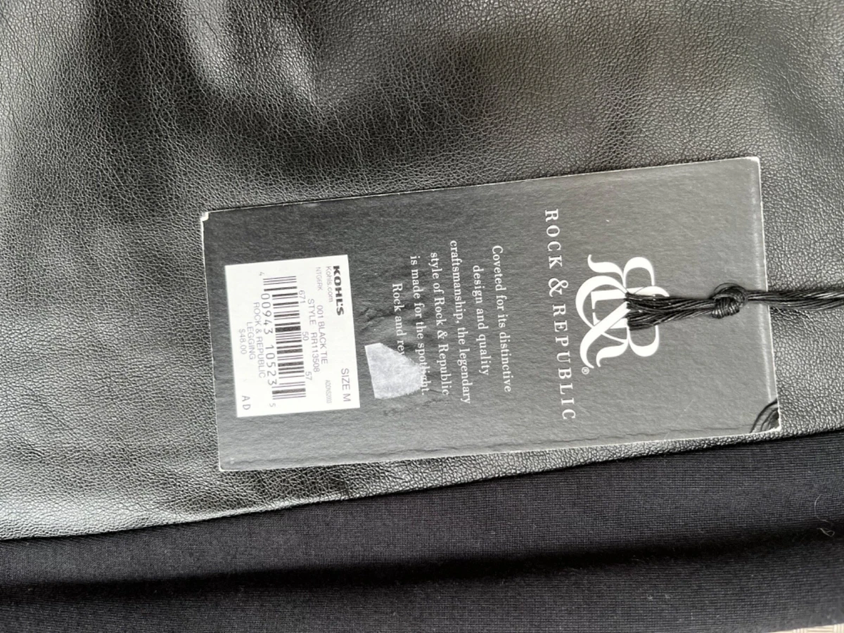 NWT ROCK AND REPUBLIC black FAUX LEATHER pants leggings MIXED