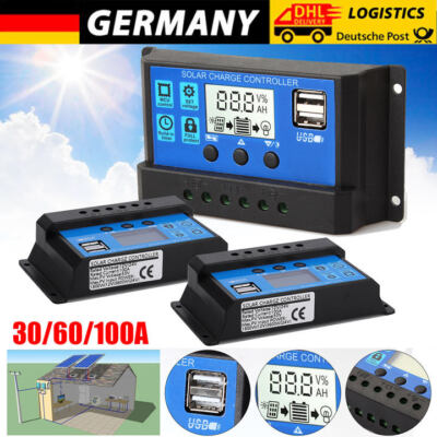 Solar Laderegler 30A 60A 100A PWM Solar Photovoltaik Laderegler Daul USB 12V 24V