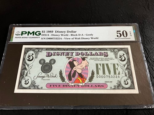 1989 DA-Closed-Eyed Goofy Disney Dollar-DIS14-PMG 50 EPQ-AU-D00075322A