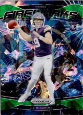 2024 Panini Prizm #18 J.J. McCarthy Fireworks Green Ice Prizm