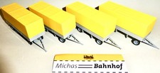 4 x LKW Anhänger Pritsche Plane Pritsche grau Plane gelb Albedo Herpa H0 1:87 KG