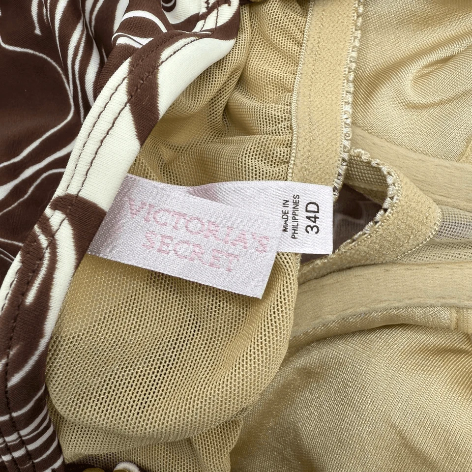 Victoria’s Secret Conjunto de 3 Piezas Tankini Falda Bikini Hojas Marrón Correa Ajustable Foto 4 de 4