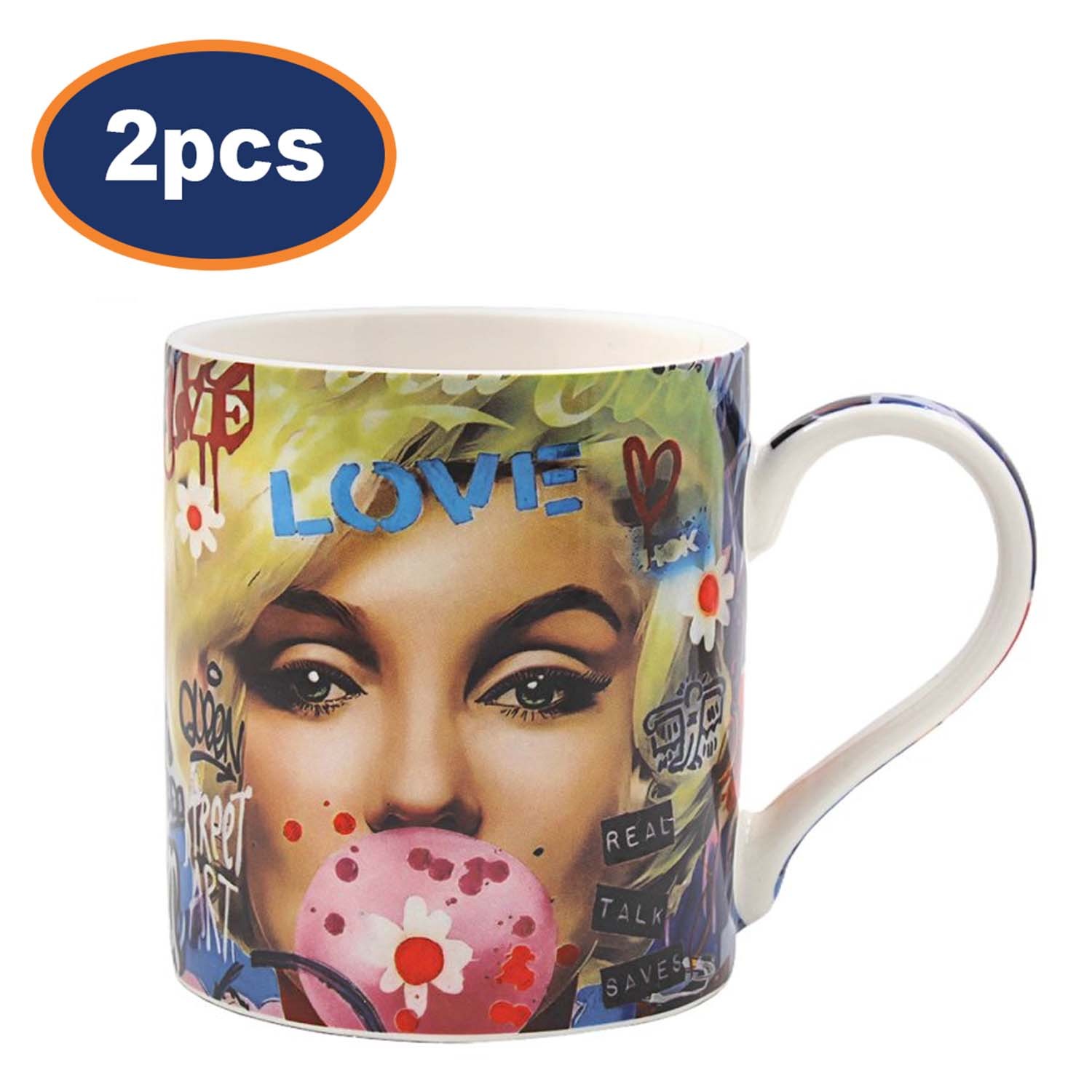 Coffee Mug Ceramic Cup 350ml Blonde Bombshell Novelty 2pcs Marilyn Monroe Gift