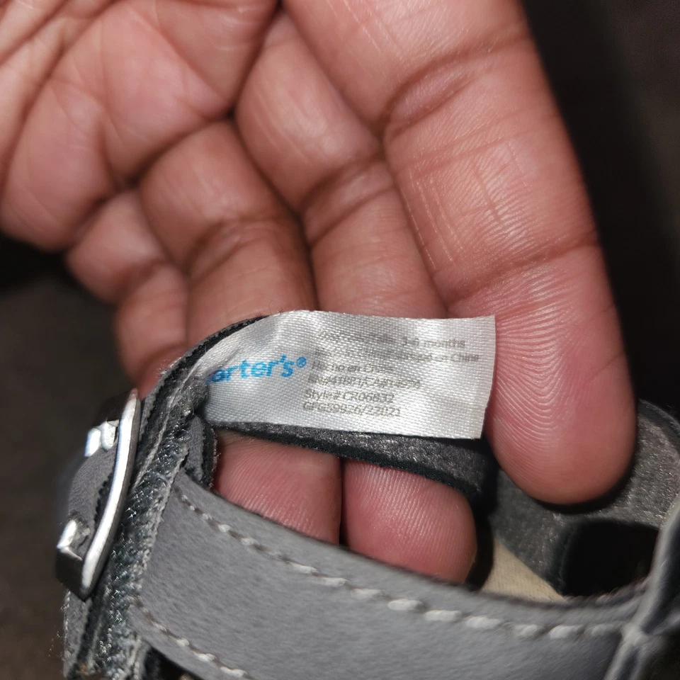 Carters Bebé Niño Gris Suela de Corcho Sandalia Cuna Zapatos 0-3 Meses Foto 3 de 4
