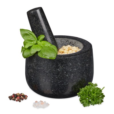 Mörser mit stößel Gewürzmörser Kräuter Zerkleinerer robust 300 ml Granit Mörser
