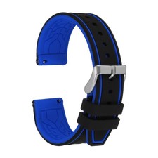 Silicone Watch Bands 22mm Soft Quick Release Watch Bands, Black Blue