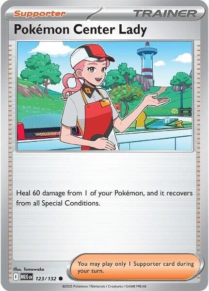 Pokemon Center Lady Common ME01: Mega Evolution 123/132 NM