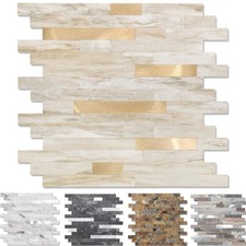 20 Sheets Peel and Stick Stone Metal Tile Backsplash, Stick on Tiles for Back...