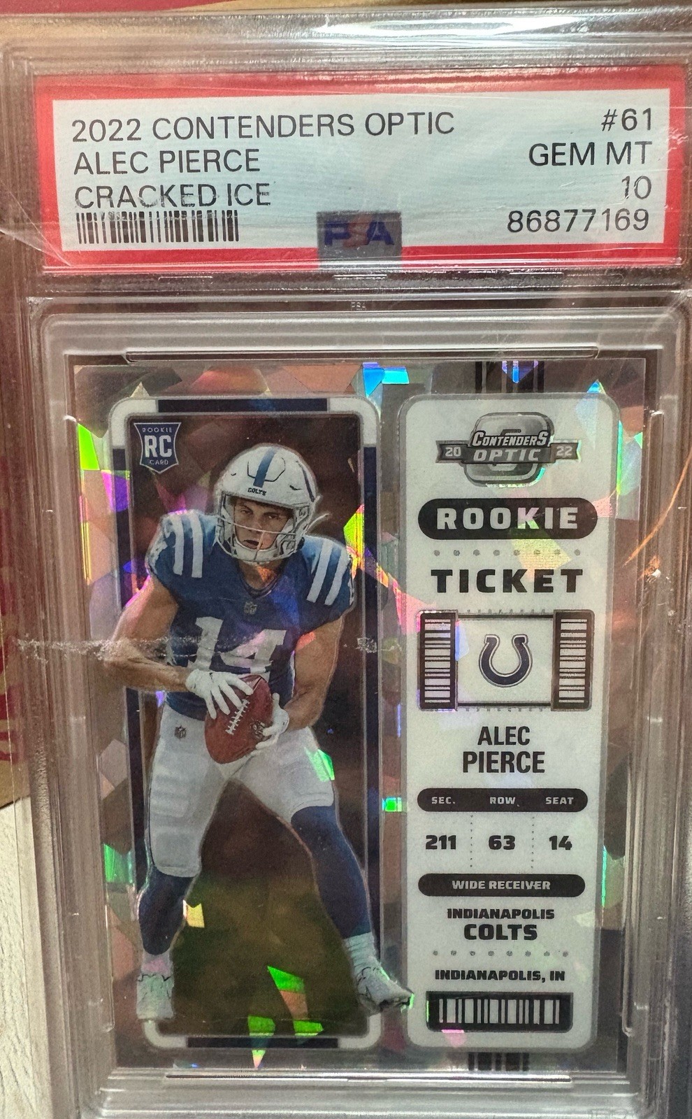 2022 Alec Pierce Contenders Rookie Ticket Autograph Cracked Ice 06/22!..PSA10!.