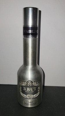 Vintage Brut For Men by Faberge Talc Powder Silver Bottle 