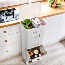 Mülleimer Küche, 38-42L Mülltrennsystem 2-3 Fächer Küchenmülleimer Mit Deckel