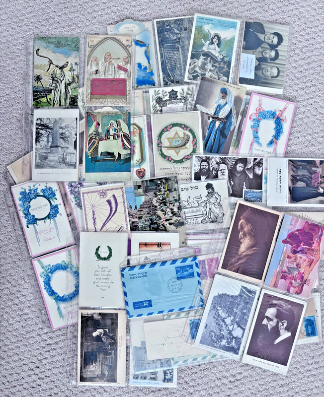 Vintage mixed lot of 130 Jewish, Judaica Postcards, New Years Cards-most unused