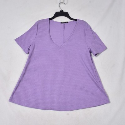 Shein Curve Women's Waffle Purple Kint Blouse Size OXL