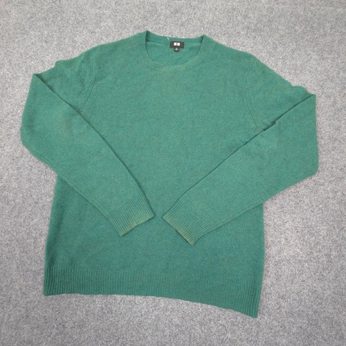 Uniqlo Jumper Womens MEDIUM Green Wool Knit Long Sleeve Crew Neck Sweater Size M - Picture 4 of 9