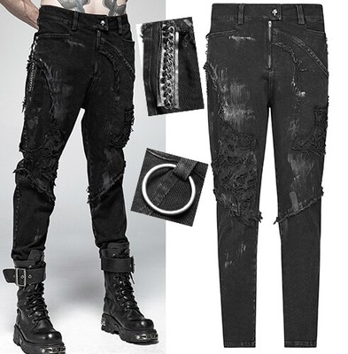 black ripped chain jeans