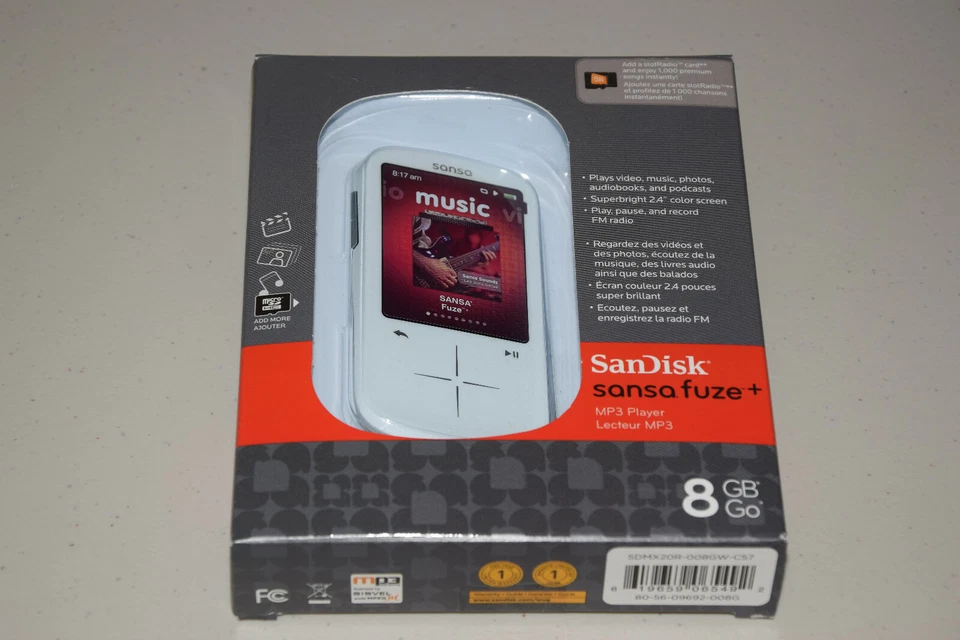 SanDisk Sansa Fuze+ White 8GB Digital Media MP3 WMA Player SDMX20R-008GW-C57 New - Image 3 of 3