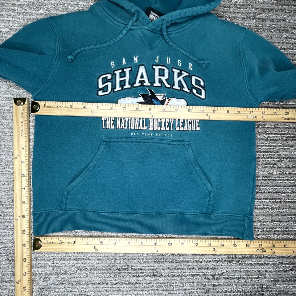 Sudadera con capucha unisex Old Time Hockey para niños talla S NHL San Jose Sharks manga larga verde azulado Foto 2 de 4