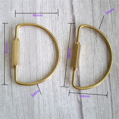 Screw Lock Keychain Simple Key Ring D Shape Type Brass Carabiner Spring  Clip
